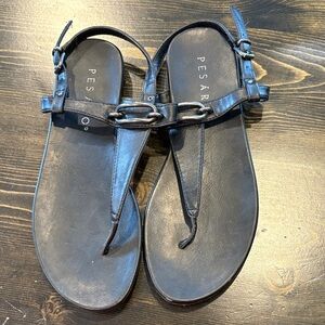 Pesaro Black Leather Sandals
